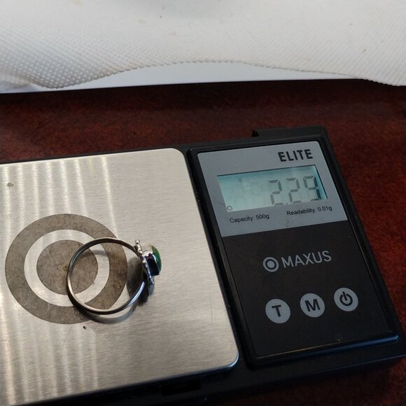 Green Emerald Valley Turquoise Sterling Silver Ring Size 7.5 Diamond Shaped - Picture 5 of 5